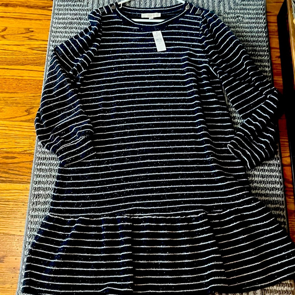 NWT! Long sleeve navy blue dress from Loft. XL and dress has detail (see pic)